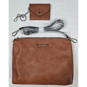 STEVE MADDEN Brown Crossbody Pocketbook Clutch Handbag Purse Wallet Faux Leather